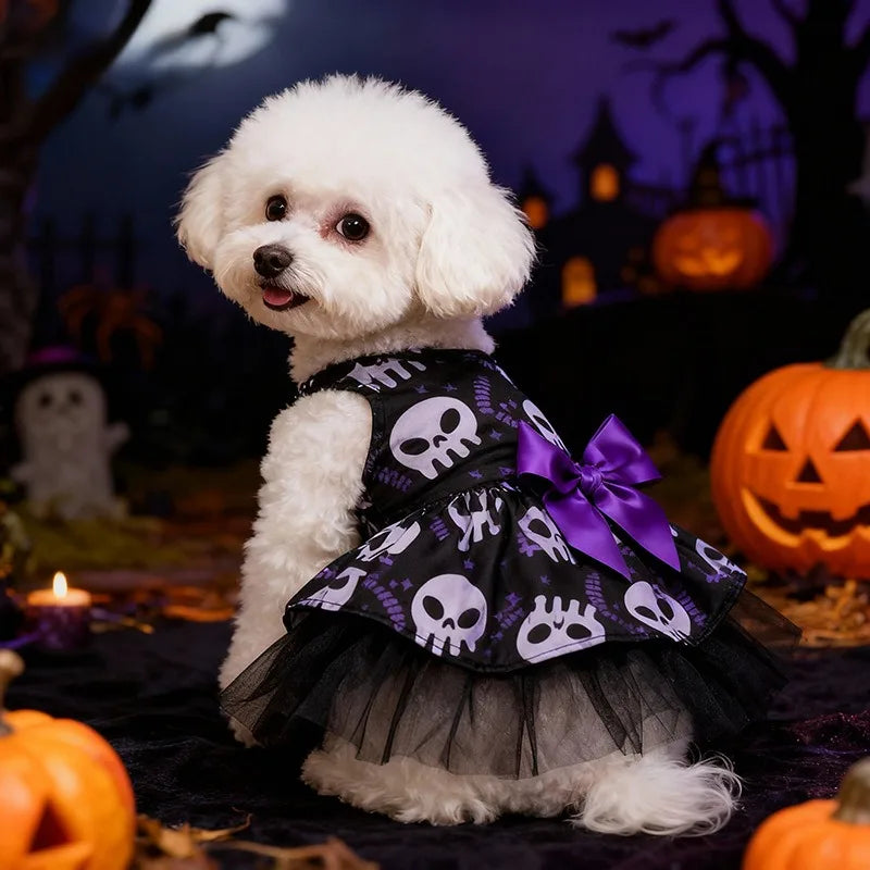 Vestito Halloween per Cani – Abito con Tulle e Fiocco per Cani Piccoli e Medi