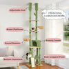 Tiragraffi Albero per Gatti da Pavimento a Soffitto | Cat Tree Regolabile con Cuccia, Amaca e Pali in Sisal