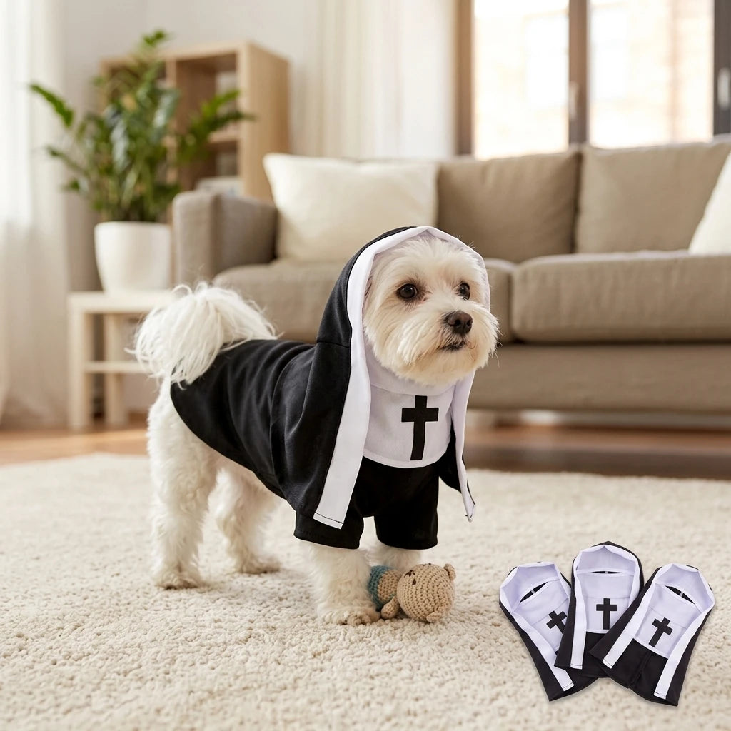 Costume da Suora per Cani e Gatti – Travestimento Halloween Leggero e Traspirante