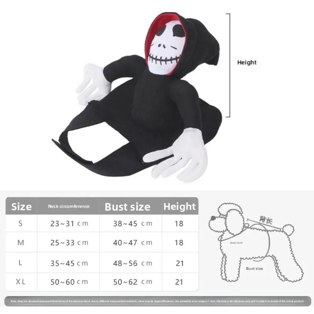 Costume Mietitore Halloween per Cani – Scheletro Rider Divertente per Cani Piccoli, Medi e Grandi