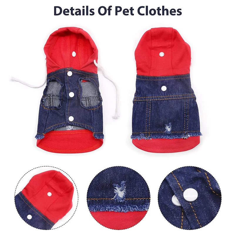 Giacca Jeans per Cani con Cappuccio e Design a Strati | XS-XXL