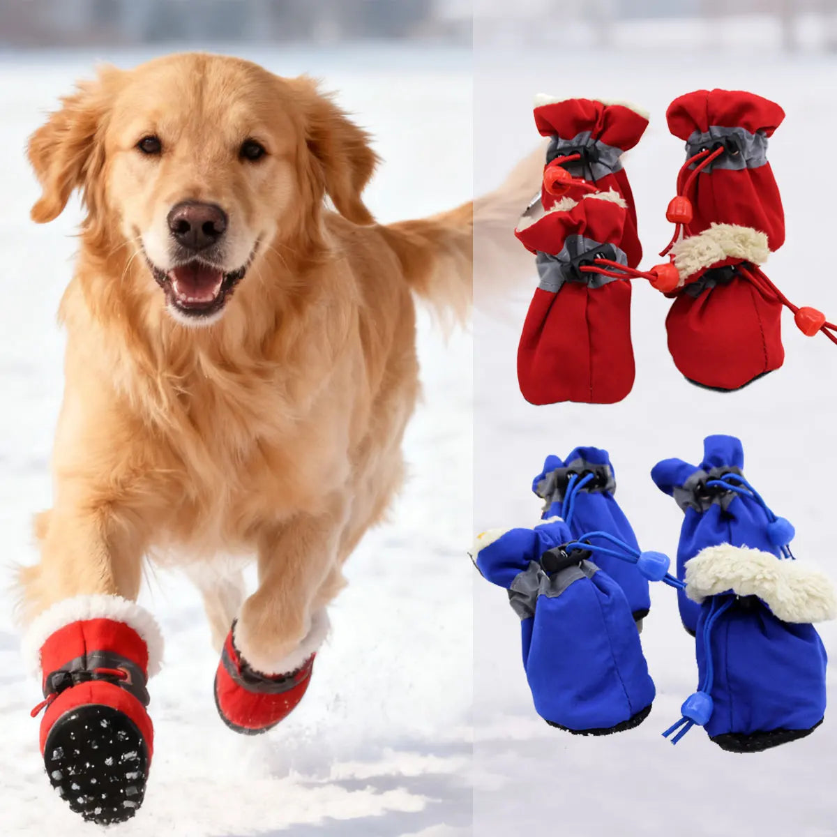 Scarpe Invernali per Cani e Gatti con Pile, Suola Antiscivolo e Dettagli Riflettenti