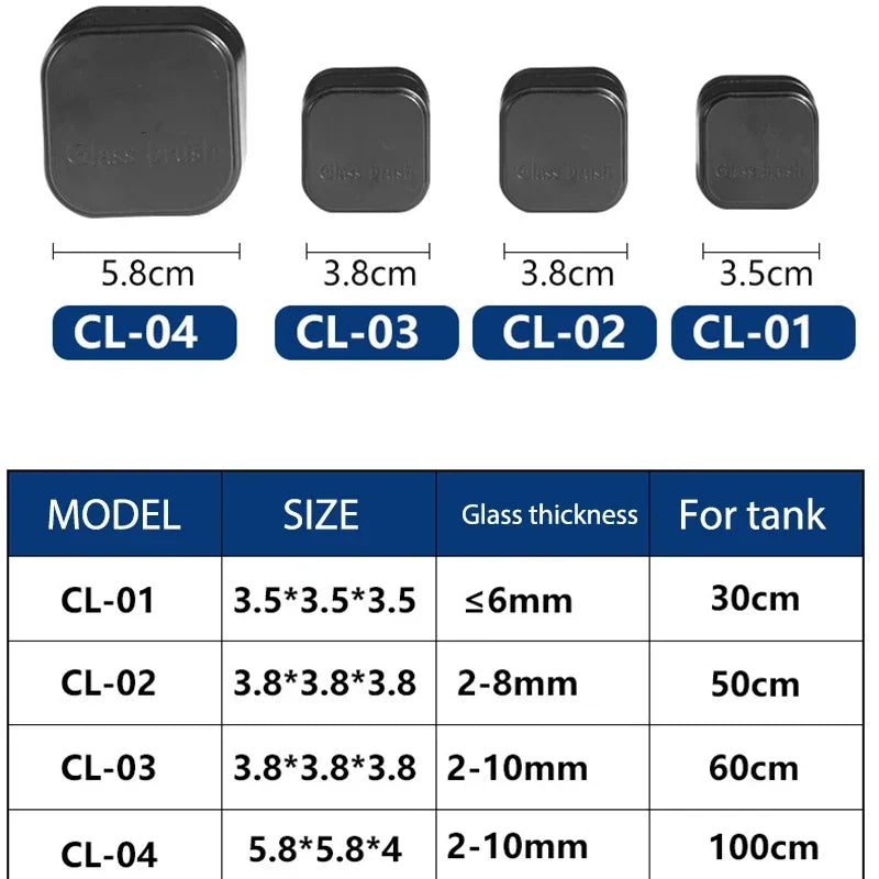 Mini Spazzola Magnetica per Acquario | Pulitore Vetri Antigraffio | Nero - Partenopet