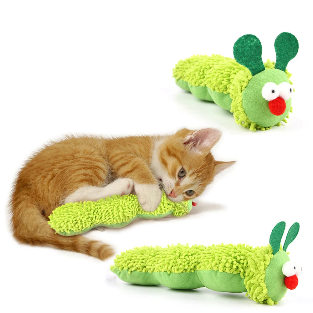 Gioco per Gatti Bruco con Erba Gatta e Silvervine | Cat Chew Toy per Igiene Dentale e Divertimento