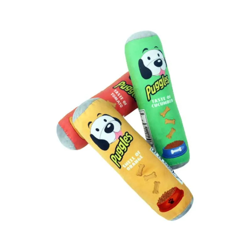 Gioco Tubo di Patatine per Cani in Pile Squeaky | Per Cani Piccoli e Medi ø 8x25 cm - Partenopet