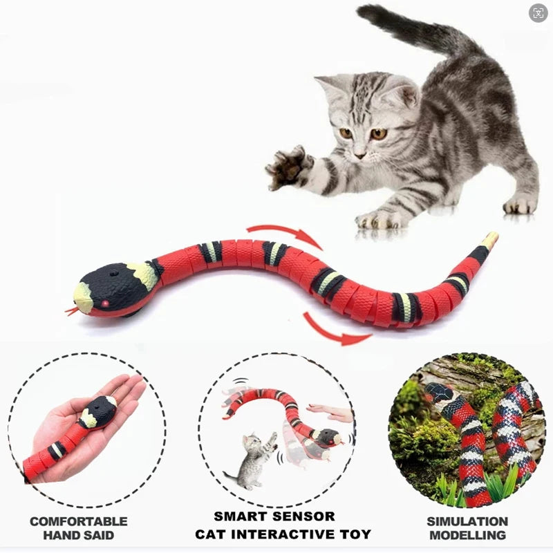 Serpente Giocattolo Interattivo per Gatti – Gioco Automatico Semovente con Sensore Intelligente, Ricaricabile USB – Accessorio Anti-Noia per Gatti