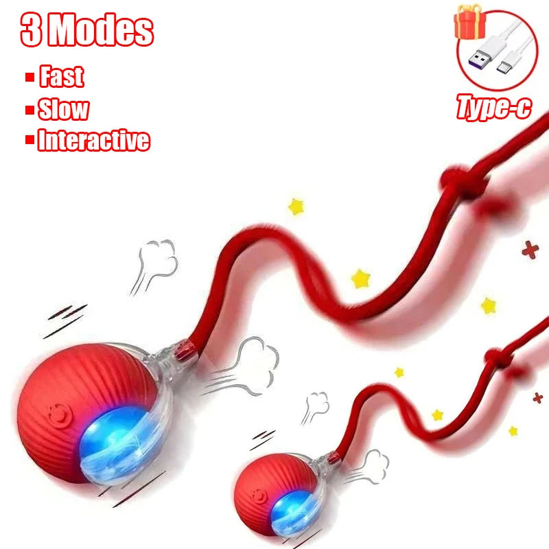 Pallina Interattiva Intelligente per Gatti – Gioco Elettrico Automatico Ricaricabile USB-C in Silicone e ABS con Effetto Coda e Movimento Antistacolo