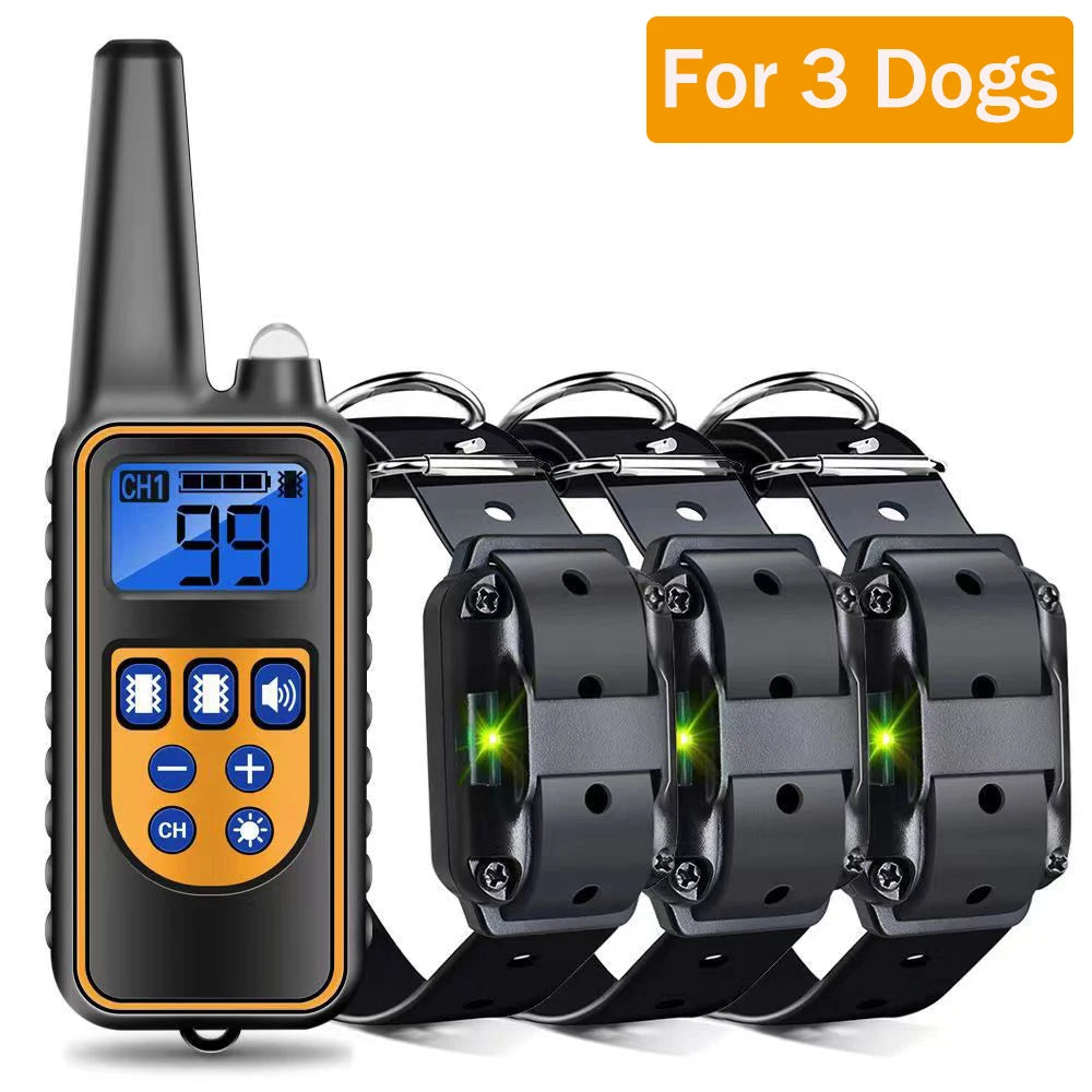 Collare Elettronico da Addestramento per Cani – Dispositivo Antiabbaio Impermeabile IPX7 con Telecomando a Distanza (800m) e 3 Modalità di Correzione