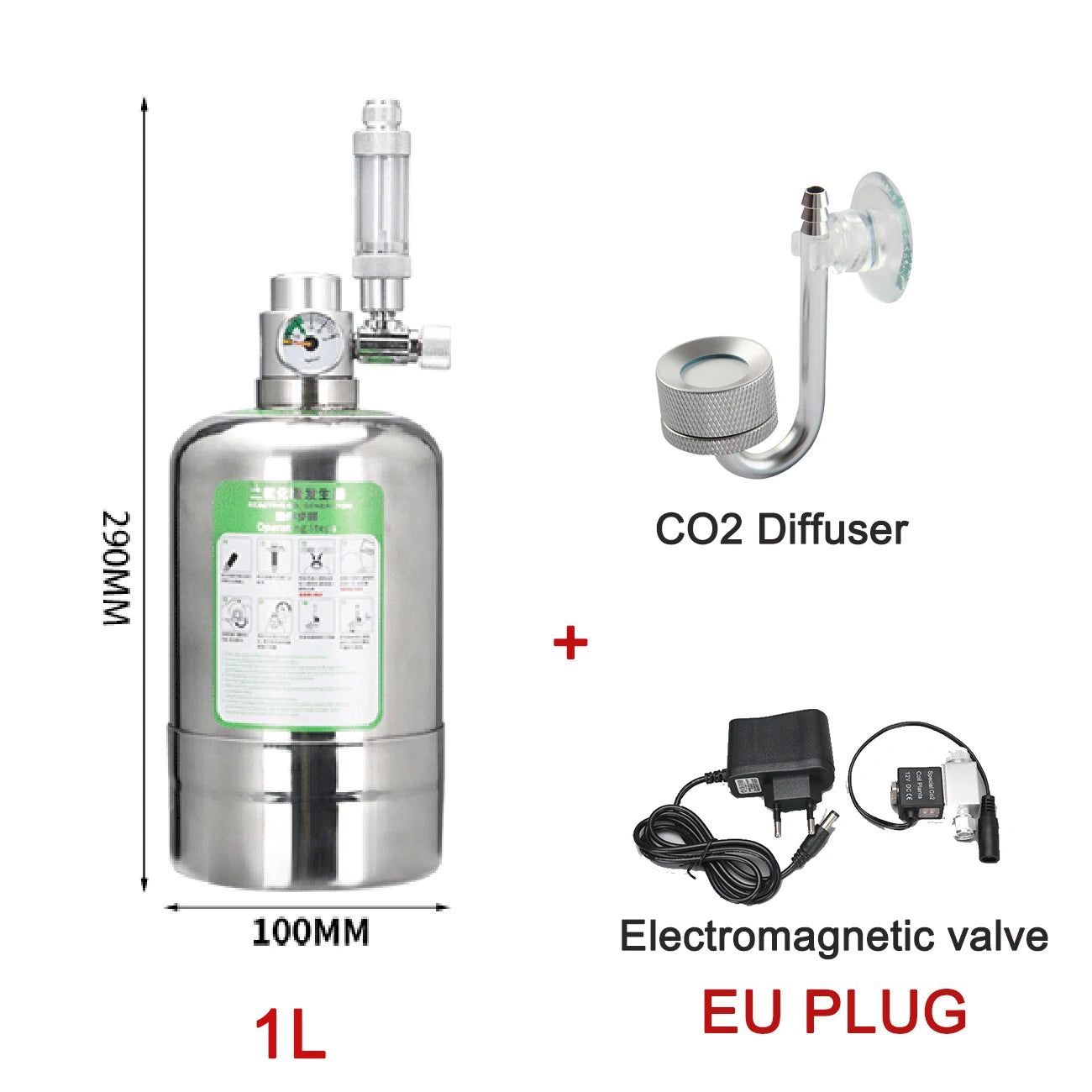Generatore CO2 Acquario Professionale in Acciaio Inox | Kit Reattore 1L/2L - Partenopet