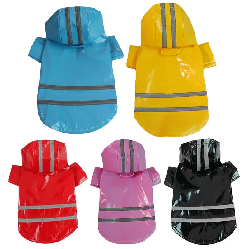 Impermeabile Riflettente per Cani Piccoli con Cappuccio – Mantella Antipioggia in PU S-XL