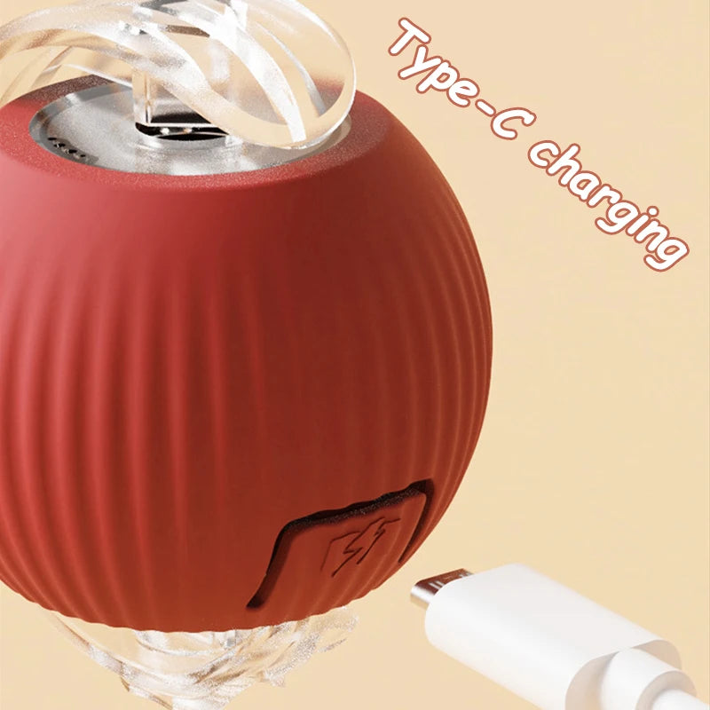 Pallina Interattiva Intelligente per Gatti – Gioco Elettrico Automatico Ricaricabile USB-C in Silicone e ABS con Effetto Coda e Movimento Antistacolo