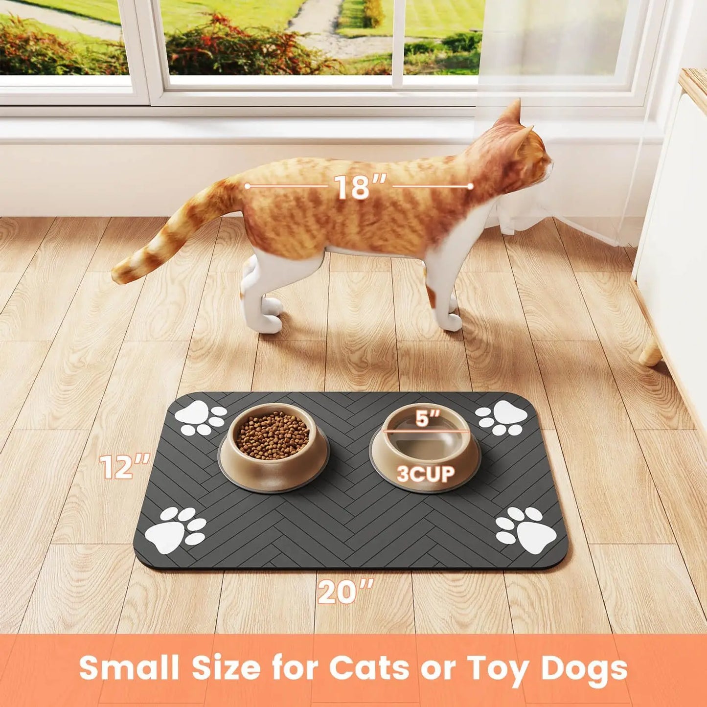 Pet Feeding Mat – Tappetino Sottociotola Super Assorbente per Cani e Gatti, Tovaglietta Impermeabile in Gomma ad Asciugatura Rapida per Cibo e Acqua