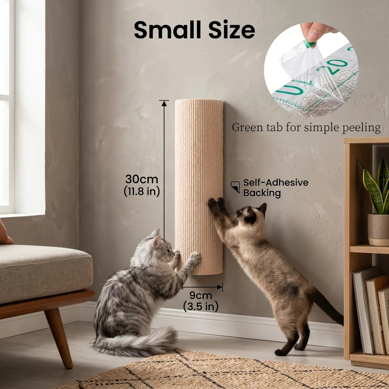 Tiragraffi Adesivo da Parete per Gatti 50×10 cm | Verticale Salvaspazio