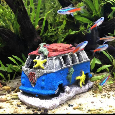 Decorazione Artificiale per Acquario Ornamento Auto d'Epoca Decorazione Sottomarina Accessori per Acquari