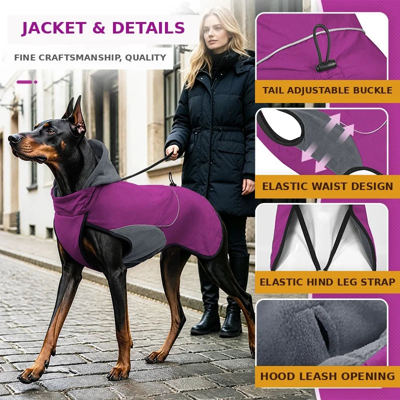 Cappotto Invernale per Cani con Cappuccio e Fascia Riflettente | S-XXXL