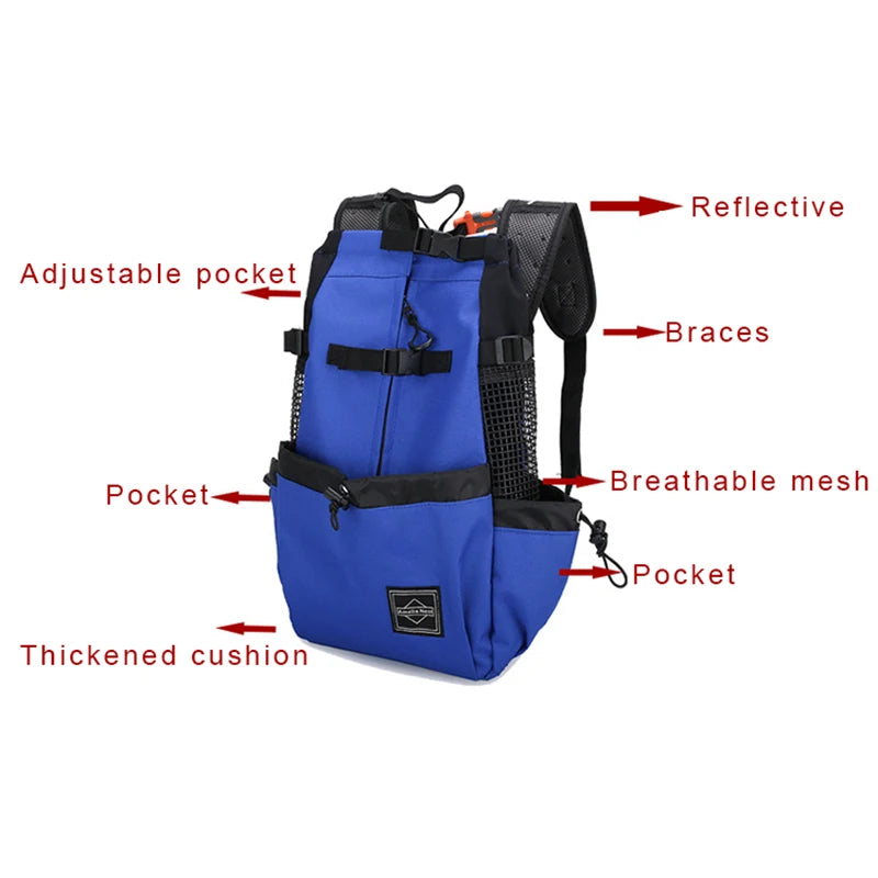 Zaino Porta Cane Professionale in Nylon Rinforzato – Trasportino da Spalla ad Alta Traspirabilità per Cani Piccoli e Medi, Ideale per Trekking, Outdoor e Ciclismo