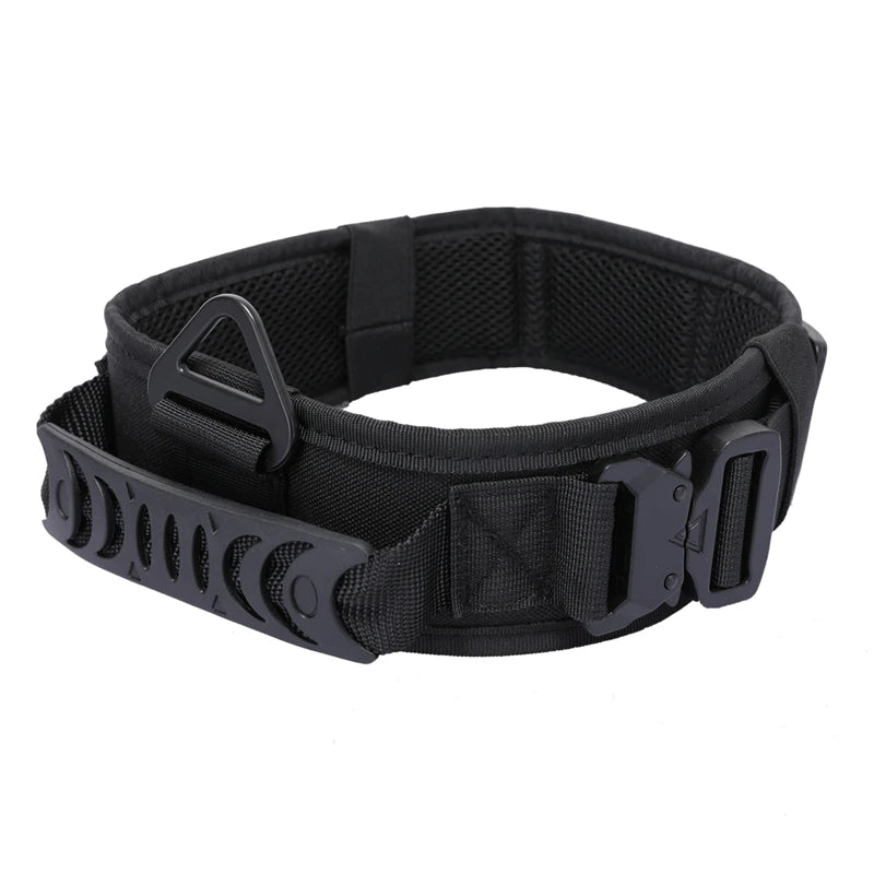 Collare Tattico per Cani Grandi in Nylon 1000D con Doppia Fibbia Metallica e Maniglia