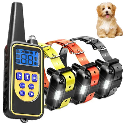 Collare Elettronico da Addestramento per Cani – Dispositivo Antiabbaio Impermeabile IPX7 con Telecomando a Distanza (800m) e 3 Modalità di Correzione - Partenopet