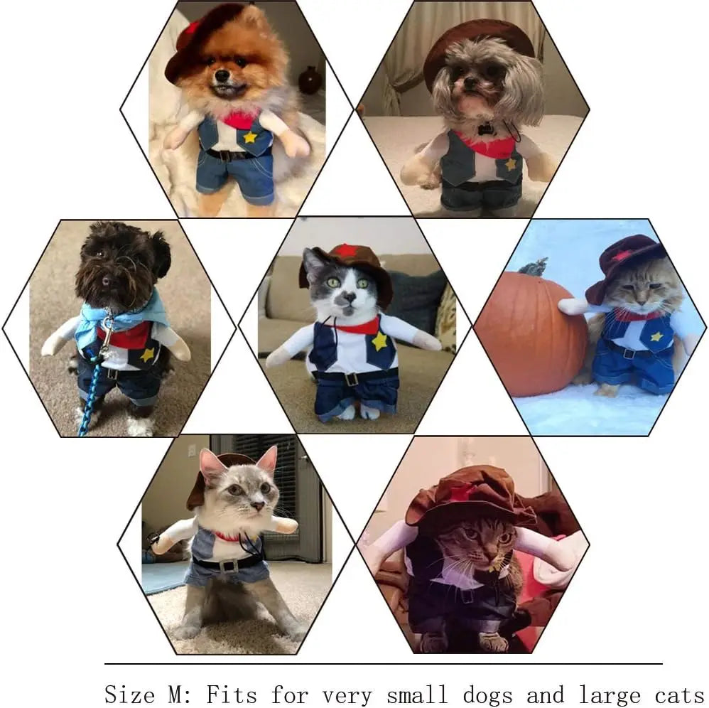 Costume Cowboy Sceriffo per Cani e Gatti – Travestimento Western per Halloween e Carnevale