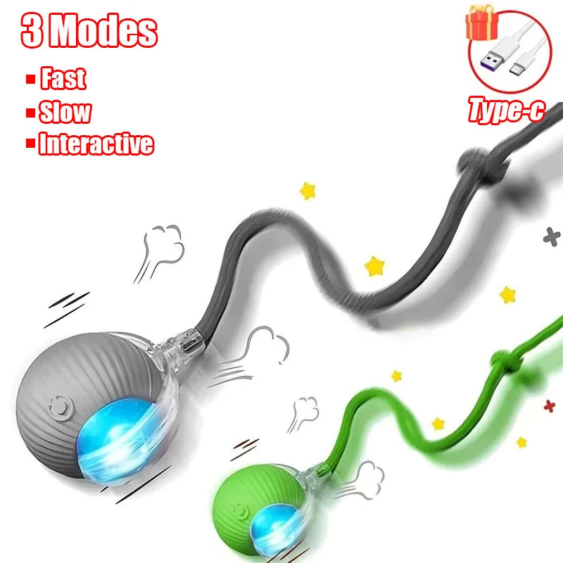 Pallina Interattiva Intelligente per Gatti – Gioco Elettrico Automatico Ricaricabile USB-C in Silicone e ABS con Effetto Coda e Movimento Antistacolo