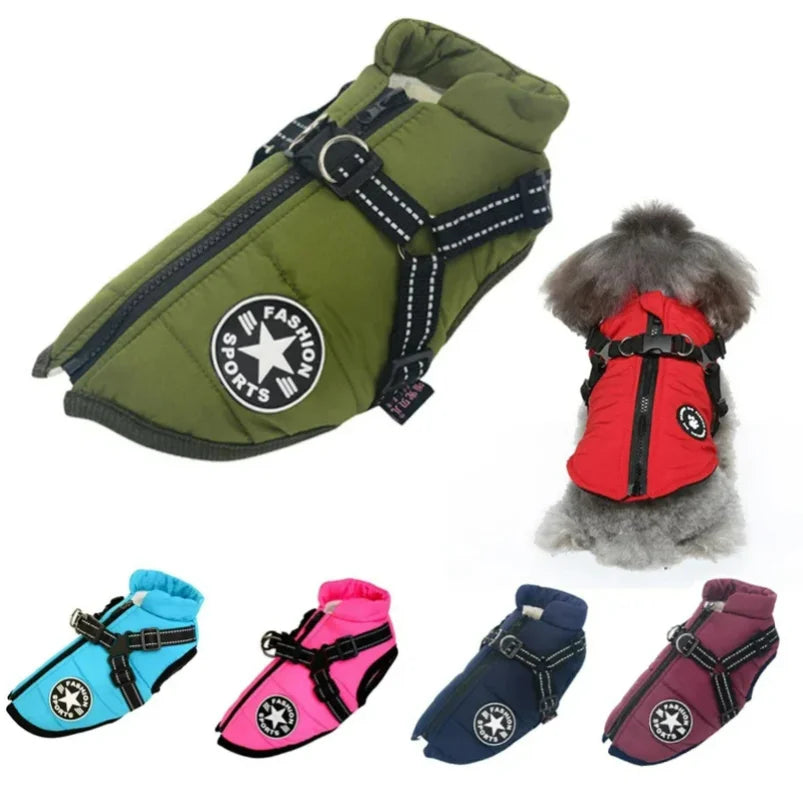 Giubbotto Invernale per Cani con Pettorina Integrata – Caldo, Impermeabile e Riflettente S-5XL