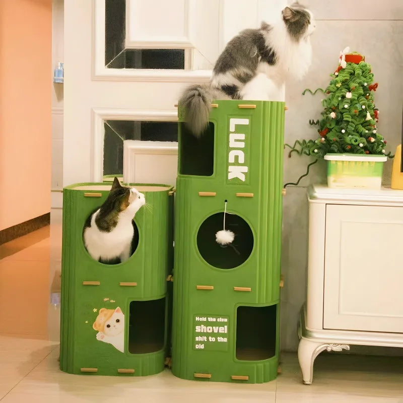 Casetta per Gatti Multilivello con Tiragraffi | Cuccia, Torre Gioco e Rifugio in Feltro