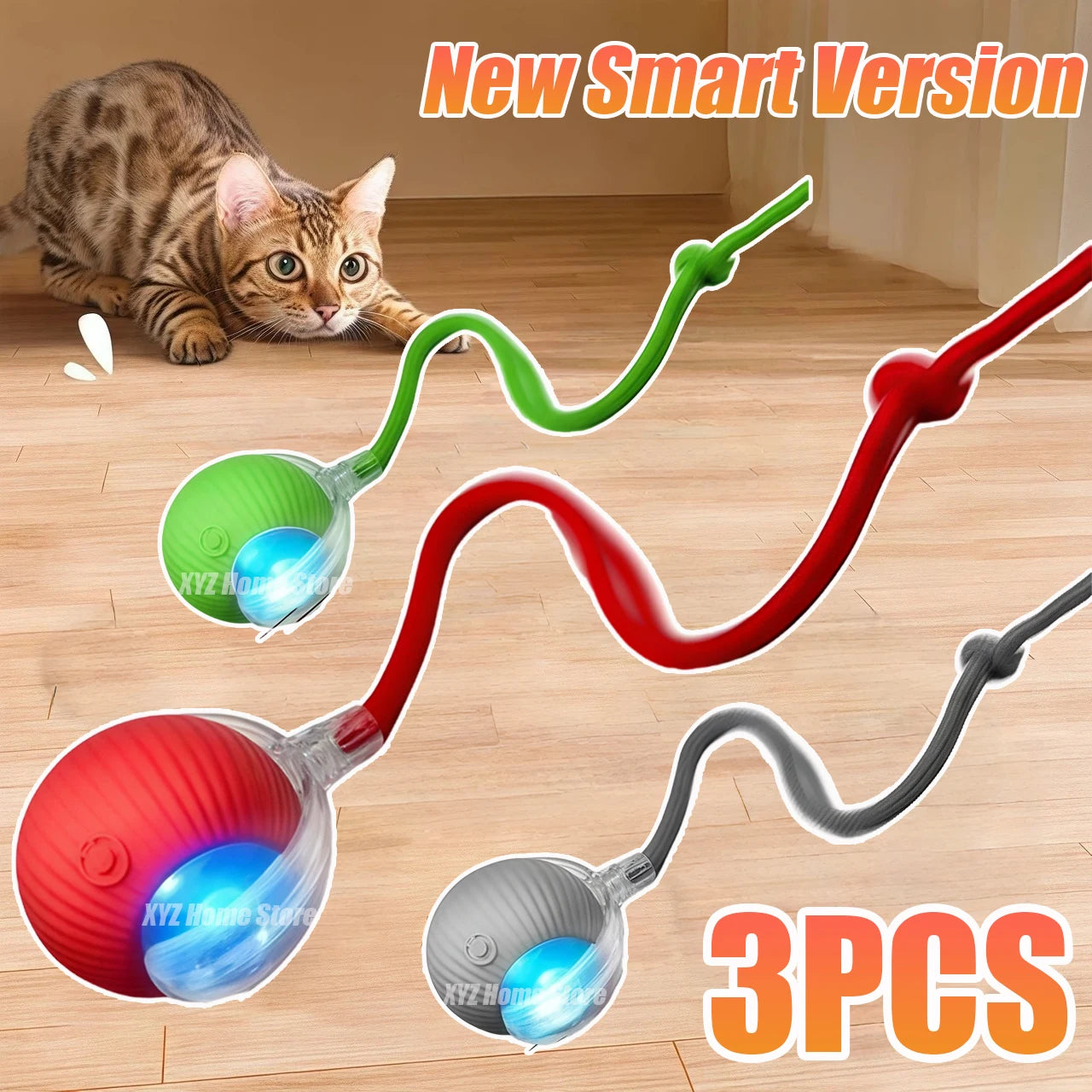Pallina Interattiva Intelligente per Gatti – Gioco Elettrico Automatico Ricaricabile USB-C in Silicone e ABS con Effetto Coda e Movimento Antistacolo