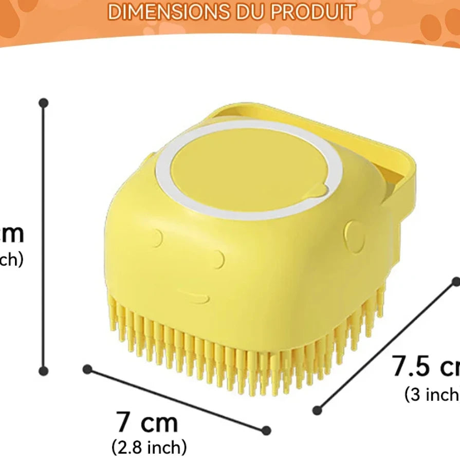 Spazzola da Bagno e Massaggio 3-in-1 per Cani e Gatti | Dispenser Shampoo in Silicone Morbido | Spazzola Gomma per Toelettatura e Pulizia Profonda