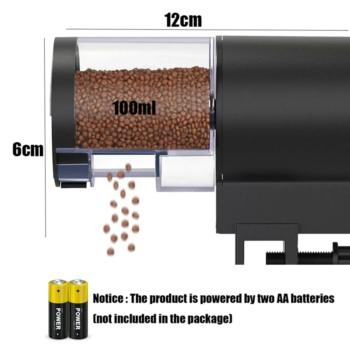 Mangiatoia Automatica per Pesci da 100 ml Distributore Automatico di Cibo per Pesci con Timer Intelligente