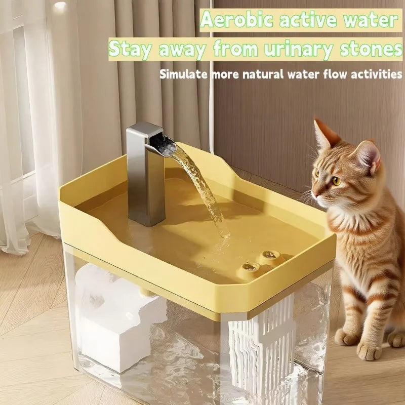 Fontanella Automatica per Gatti e Cani Piccolo da 1,5 l con Filtraggio - Ricaricabile Tramite USB, Funzionamento Silenzioso e Base Antiscivolo