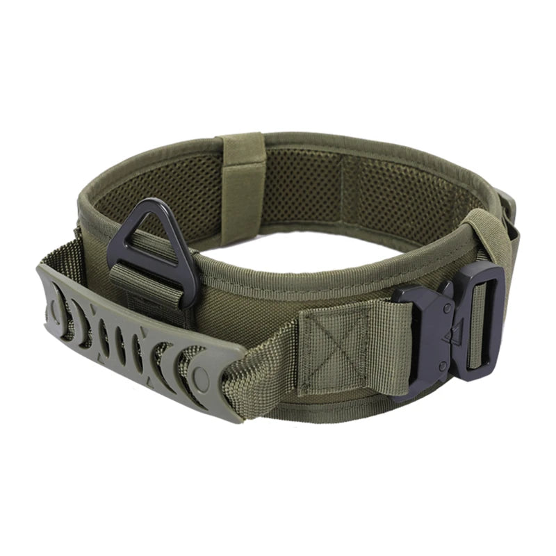 Collare Tattico per Cani Grandi in Nylon 1000D con Doppia Fibbia Metallica e Maniglia