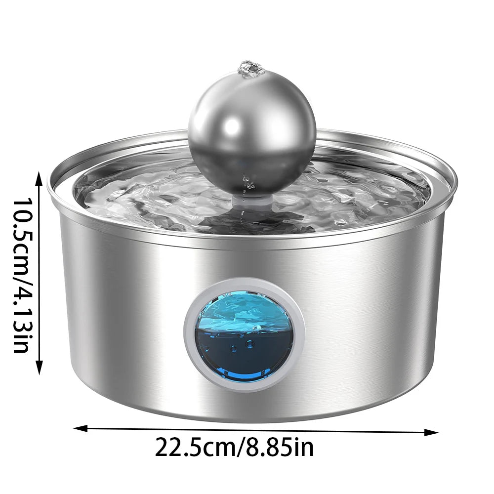 ZYFeeder Fontanella per Gatti e Cani 4L in Acciaio Inox 304 con Filtro e Indicatore Livello