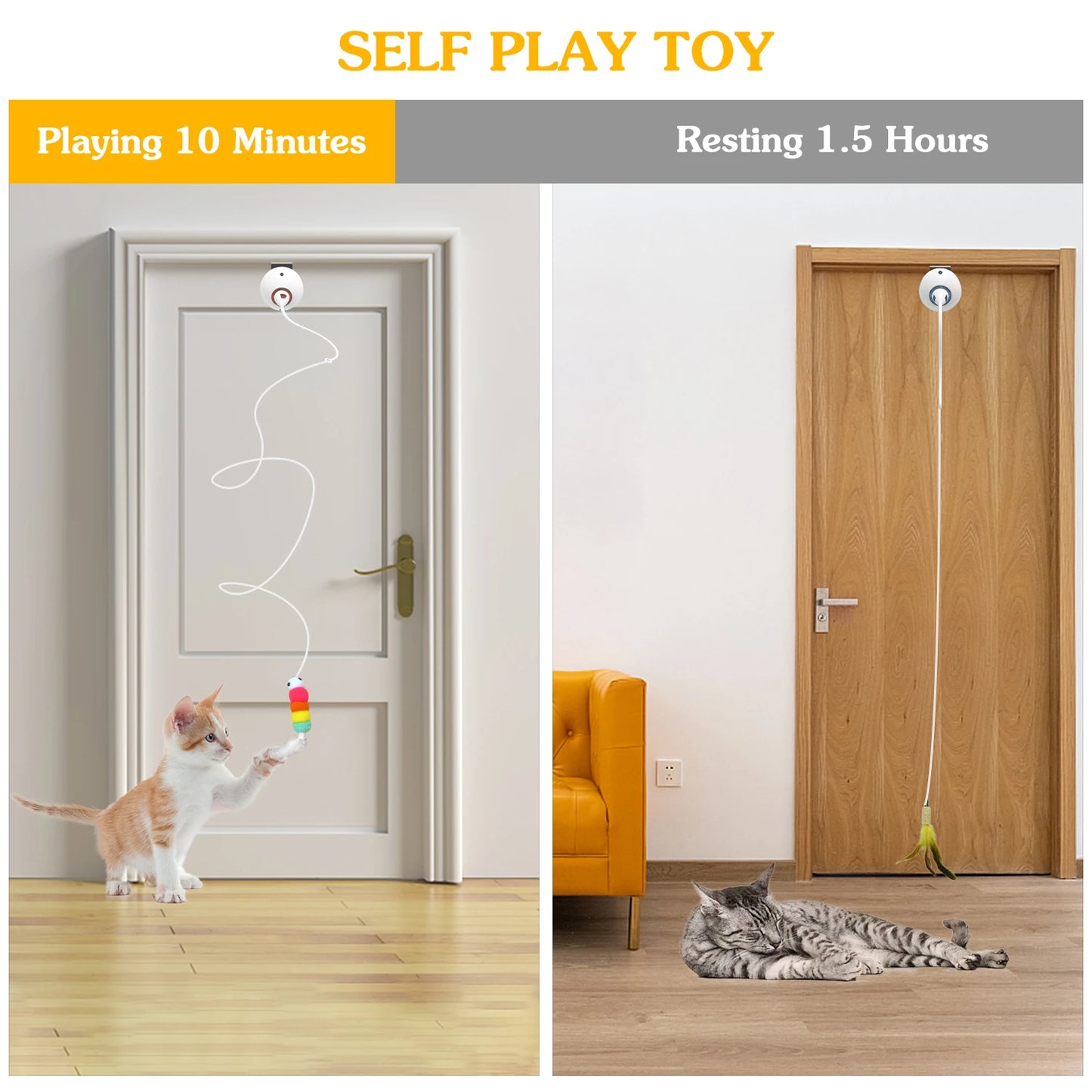 Giocattolo Interattivo Elettrico per Gatti con Piume | Cat Teaser Automatico da Appendere