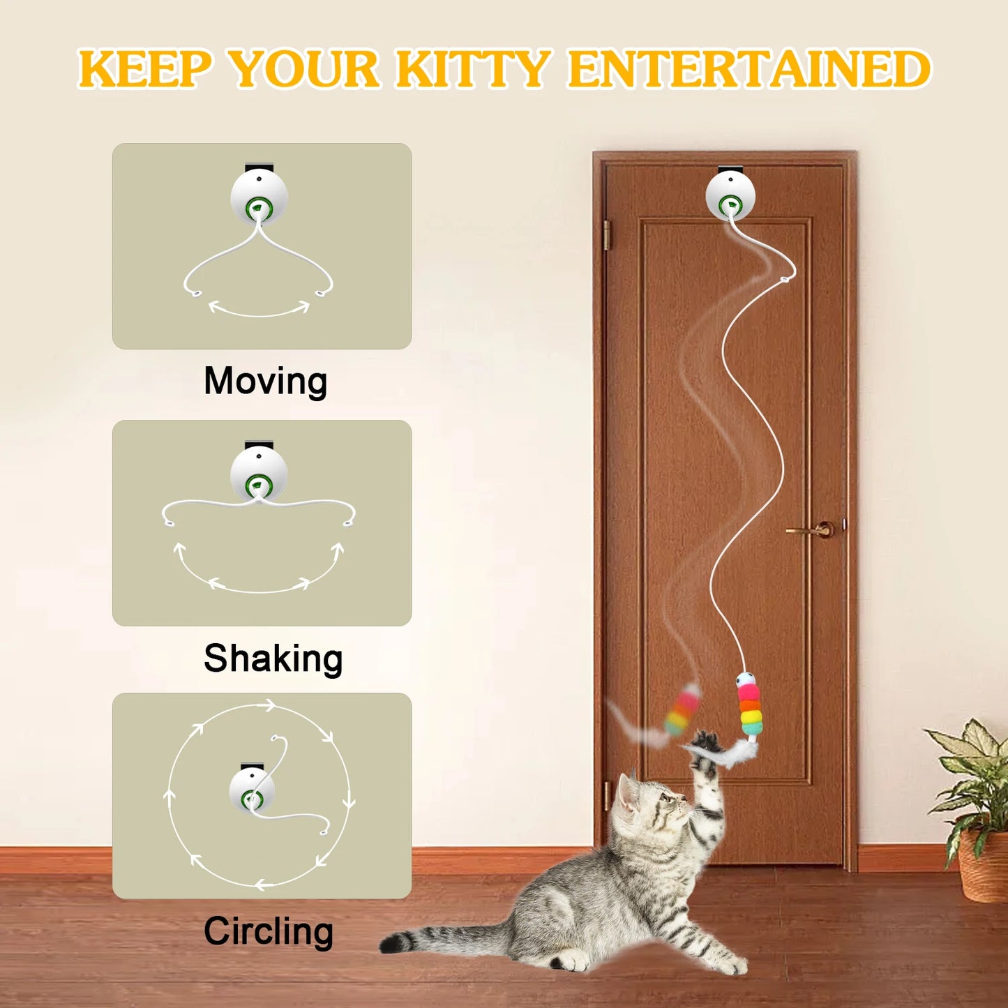Giocattolo Interattivo Elettrico per Gatti con Piume | Cat Teaser Automatico da Appendere