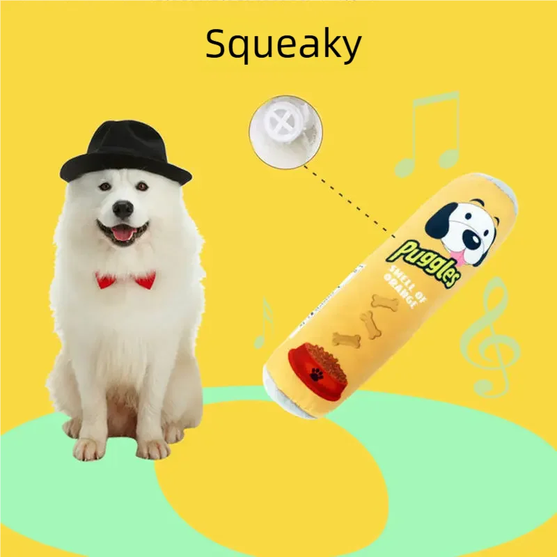 Gioco Tubo di Patatine per Cani in Pile Squeaky | Per Cani Piccoli e Medi ø 8x25 cm - Partenopet