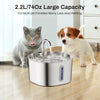 Fontanella Automatica 2,2 L in Acciaio Inox per Gatti e Cani con Filtro e Indicatore del Livello dell’Acqua