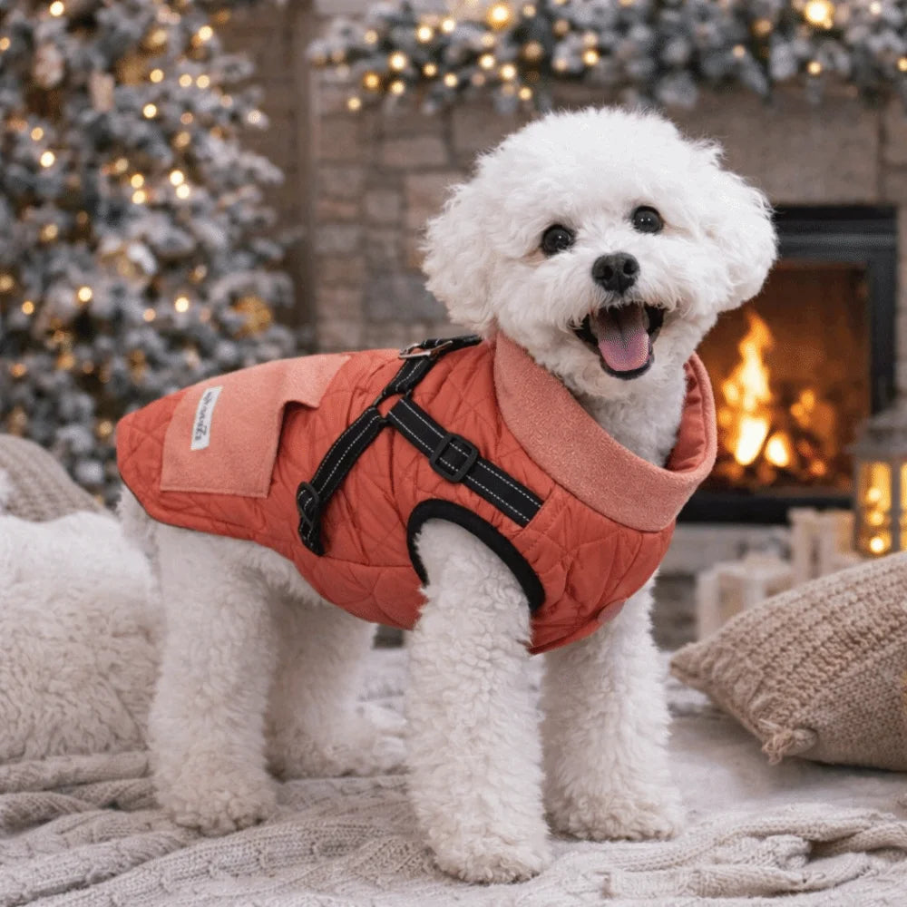 Cappotto Invernale per Cani con Pettorina Riflettente – Imbottito e Caldo in Pile S-2XL