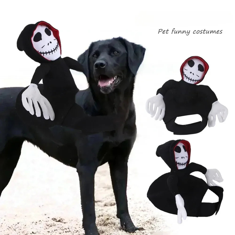 Costume Mietitore Halloween per Cani – Scheletro Rider Divertente per Cani Piccoli, Medi e Grandi