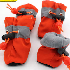 Scarpe Invernali per Cani e Gatti con Pile, Suola Antiscivolo e Dettagli Riflettenti – orange-no fleece