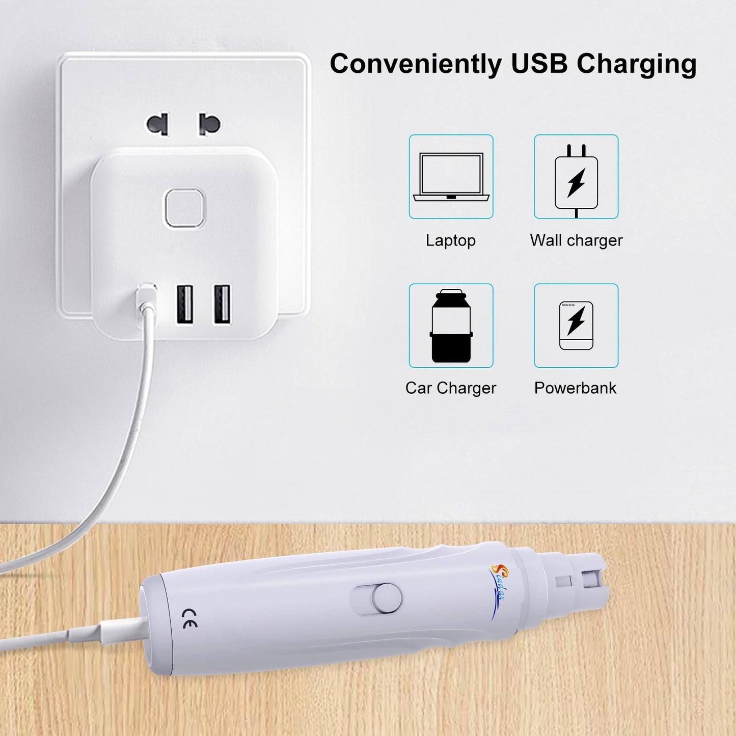 Tagliaunghie Elettrico per Cani e Gatti – Lima per Unghie Professionale USB con Mola Diamantata, 2 Velocità e 3 Porte di Limatura (Ultra-Silenzioso)