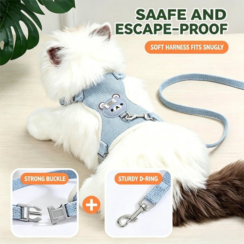 Pettorina a Gilet per Gatti e Cani Piccoli con Guinzaglio 120 cm | S-M