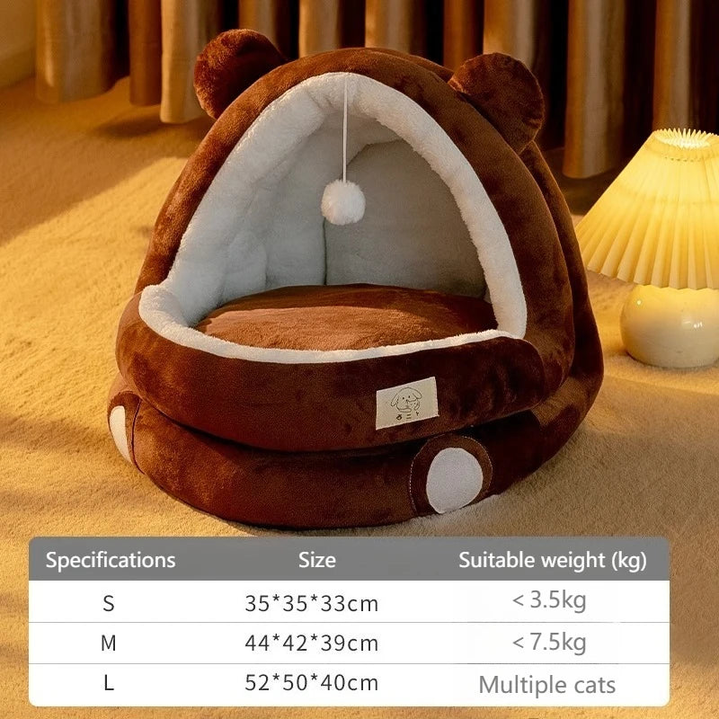 Cuccia Semichiusa per Cani e Gatti Invernale con Design a forma di Panda Tenda Yurta Semichiusa per Animali