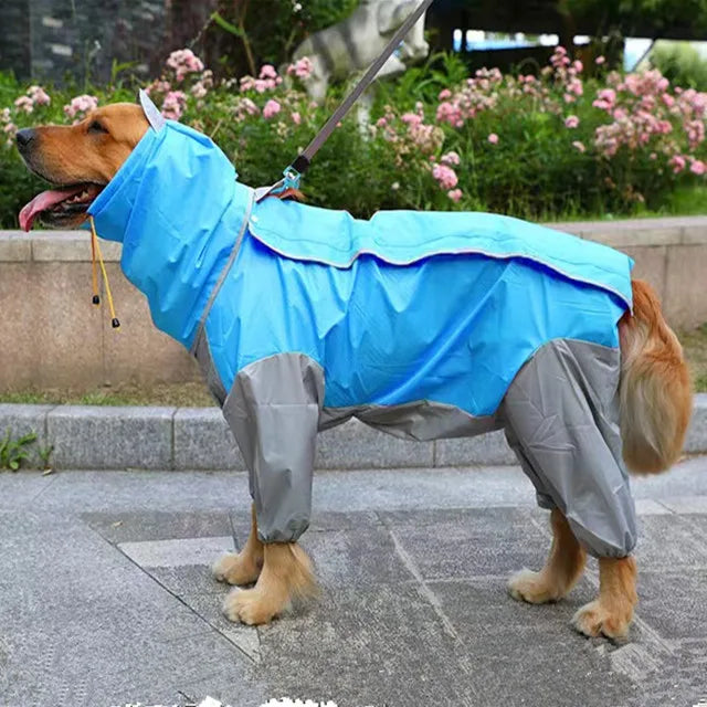 Impermeabile per Cani 4 Zampe con Cappuccio – Tuta Antipioggia in PU per Cani Piccoli, Medi e Grandi