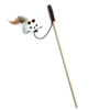 Bacchetta Gioco per Gatti con Piume Colorate e Pendaglio | Cat Wand Interattiva in Legno