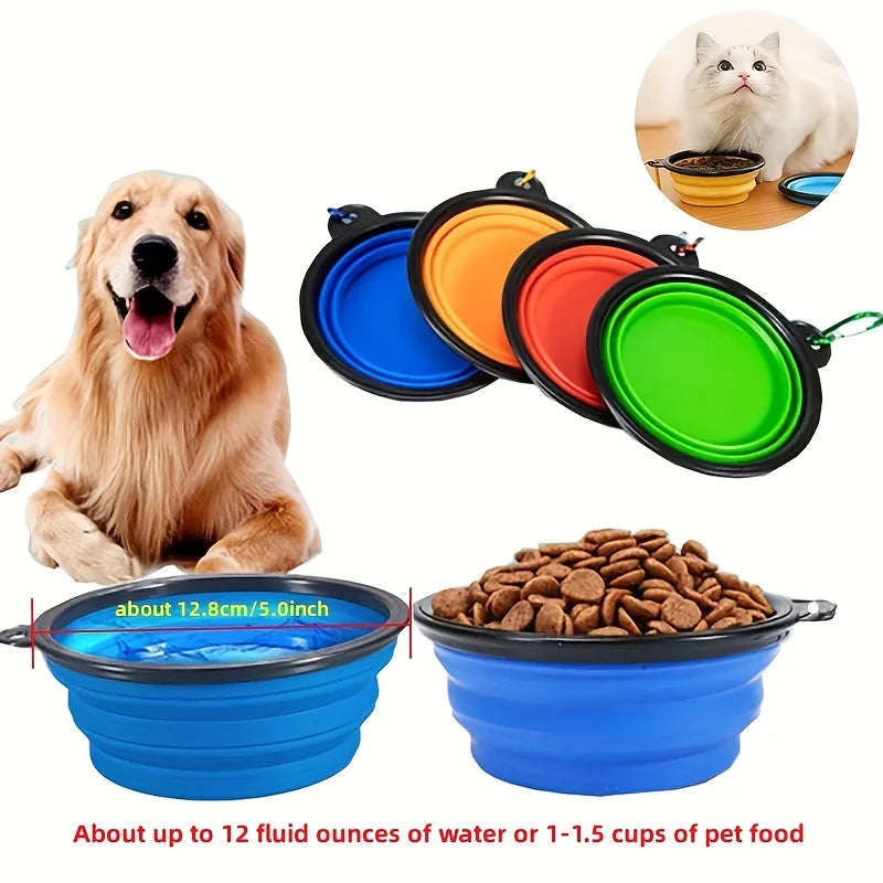 Ciotola Pieghevole Portatile in Silicone e TPR per Cani e Gatti, Ciotola da Viaggio Salvaspazio per Cibo e Acqua (Outdoor e Trekking)
