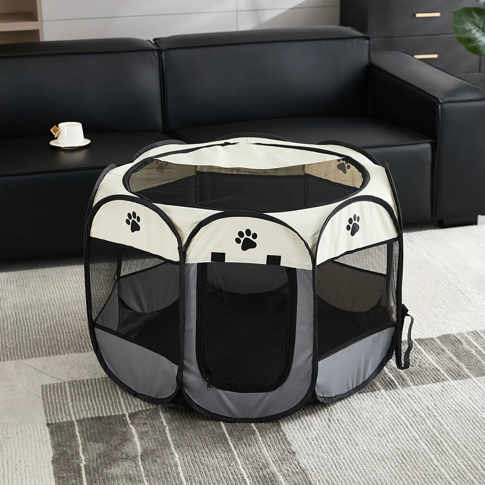 Recinto Pieghevole per Cani e Gatti | Box Ottagonale in Tessuto Oxford Traspirante e Portatile