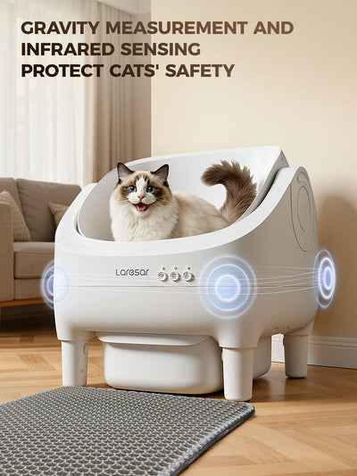 Laresar MINI-F Smart Litter Box – Lettiera Automatica Autopulente per Gatti con Monitoraggio App, Sensori Infrarossi e Aromaterapia - Partenopet