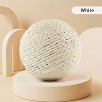 Palla Tiragraffi per Gatti in Sisal 10 cm – Gioco Interattivo da Mordere e Graffiare – White