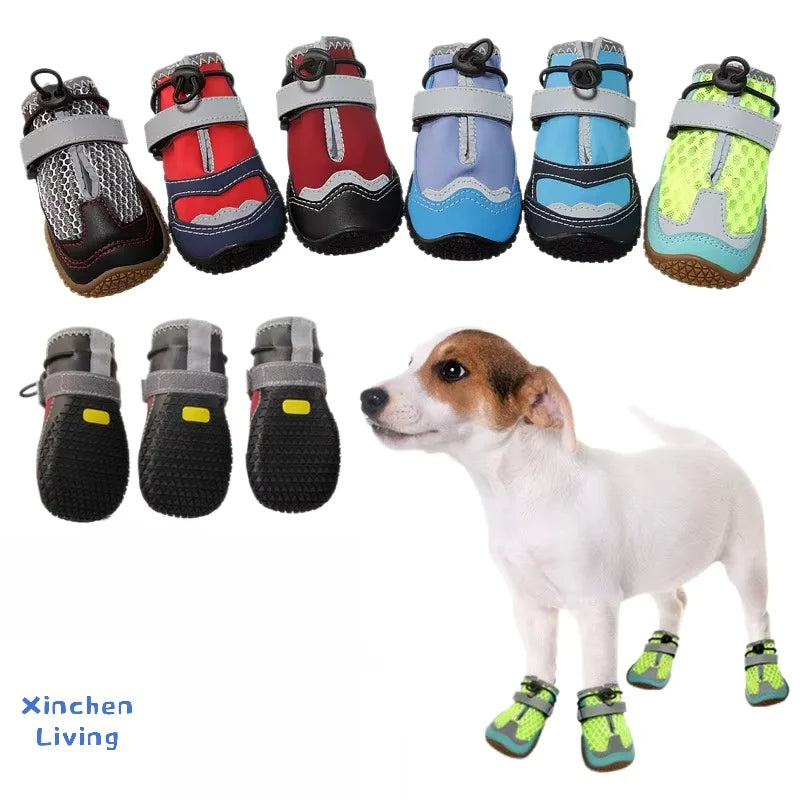 Scarpe per Cani Impermeabili e Antiscivolo | Set 4 Pezzi con Chiusura Regolabile