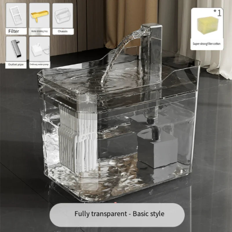 Fontanella Automatica per Gatti e Cani Piccolo da 1,5 l con Filtraggio - Ricaricabile Tramite USB, Funzionamento Silenzioso e Base Antiscivolo